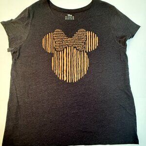 DISNEY MINNIE MOUSE GOLDEN GLITTER SHORT SLEEVE T-SHIRT WOMEN XXL